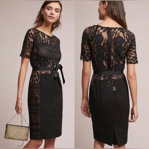 ☆Anthropologie Beguile Bryson Lars Black Sheath Lace Midi Dress☆